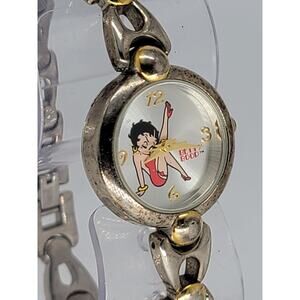 Valdawn Vintage Betty Boop Iconic Red Dainty Ladies Wrist Watch Silver Gold Tone
